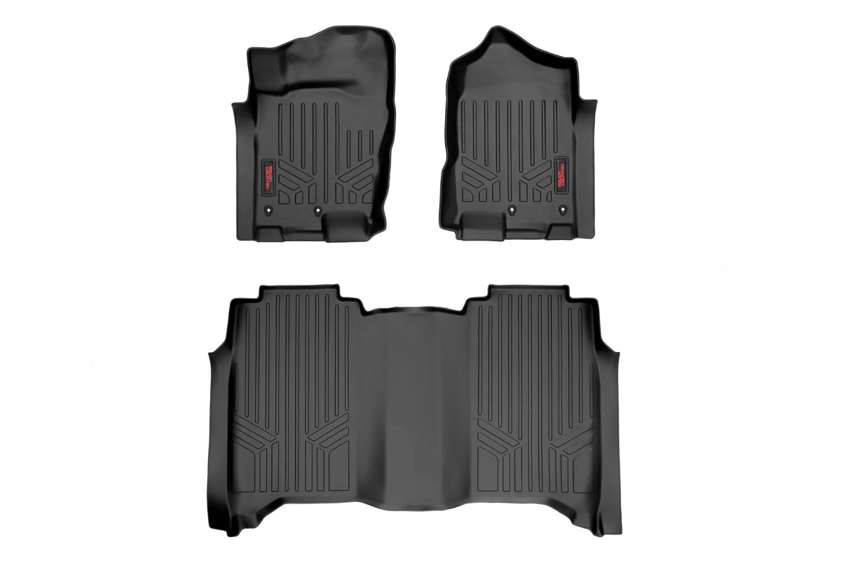 Nissan Titan Floor Mats - Front + Rear - Rough Country - Crew Cab - '17-'23